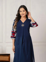 Gorgeous cotton embroidered kurta pant in blue