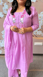 Pure Mul cotton real mirror with pearl detailing suit set with lining (true to size) in pink