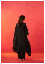 Fully embroidered mirror work suit set in black