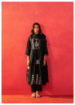 Fully embroidered mirror work suit set in black