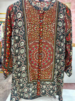 Pure crepe ajrakh short top