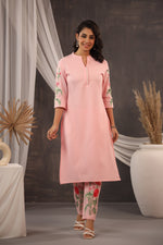 Fully embroidered kurta pant in pink