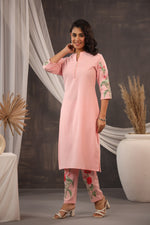 Fully embroidered kurta pant in pink