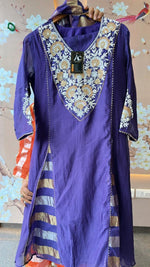 Beautiful Mul Chanderi Anarkali paired with tissue dupatta in purple (margin available)