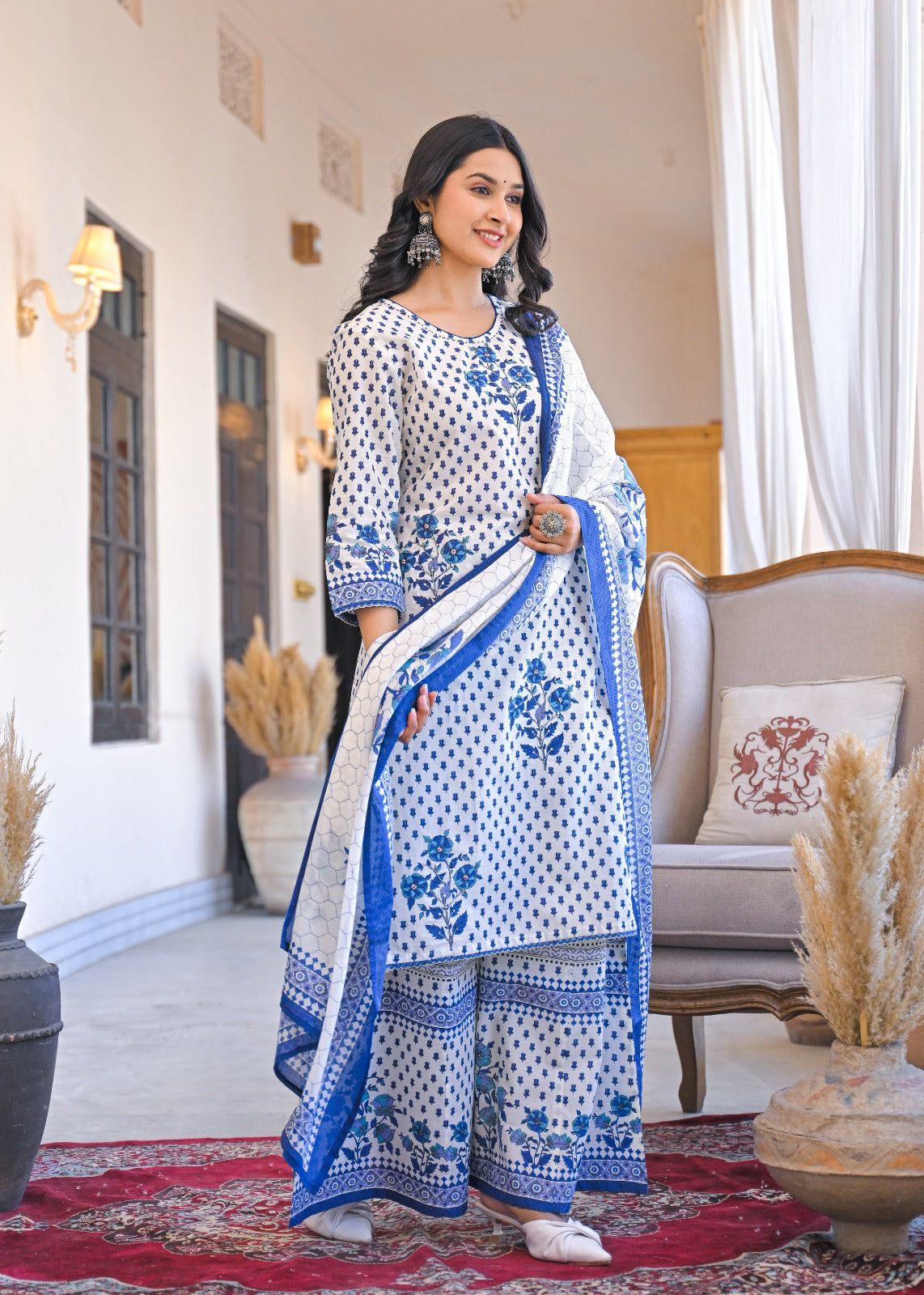 Premium cotton palazzo suit set