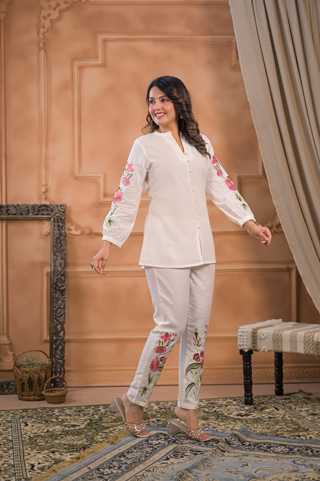 Smart cotton embroidered kurta pant