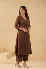 Mirror work Angrakha flex cotton kurta pant