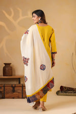 Pure cotton appliqué suit set paired with super soft dupatta