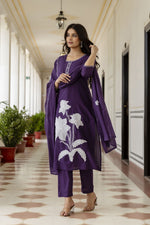 Pretty cotton appliqué dupatta suit set