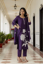 Pretty cotton appliqué dupatta suit set