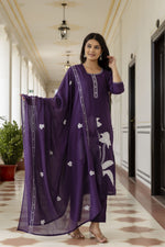 Pretty cotton appliqué dupatta suit set