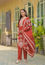 Smart cotton digital printed dupatta suit set