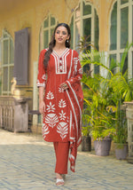 Smart cotton digital printed dupatta suit set