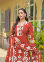 Smart cotton digital printed dupatta suit set