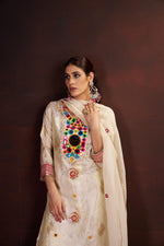 Mirror work tissue slim fit suit set