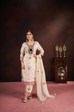 Mirror work tissue slim fit suit set