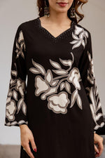 Wow wow black colour stylish heavy rayon kurta pant