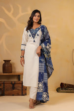 Pure cotton indigo blue patch work suit set