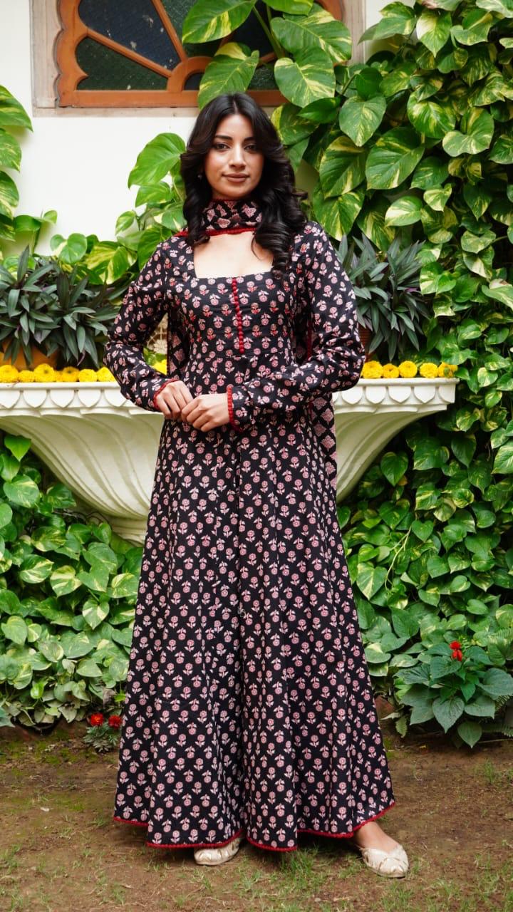 Designer black Anarkali suit set
