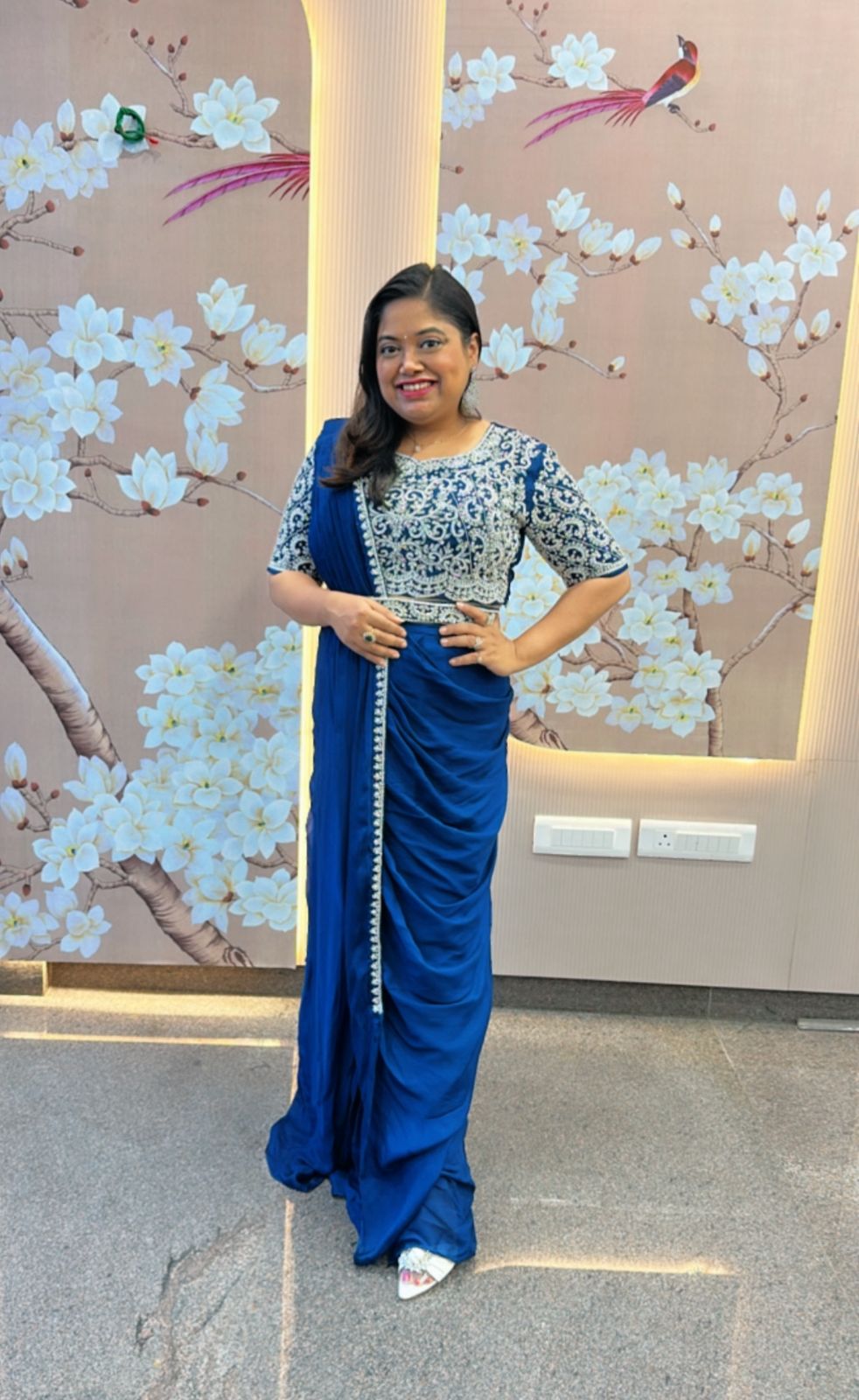 Heavy handwork drape saree with belt