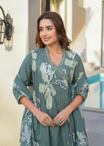 Pure cotton Angrakha full suit set in green