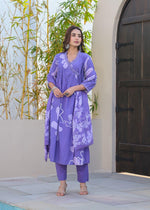 Pure cotton Angrakha full suit set in purple
