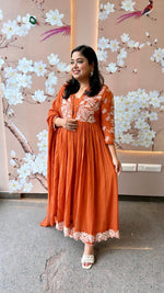 Pure Mul cotton lining embroidered Anarkali suit set