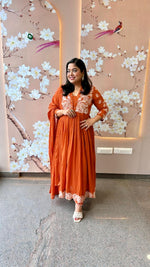 Pure Mul cotton lining embroidered Anarkali suit set