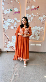 Pure Mul cotton lining embroidered Anarkali suit set