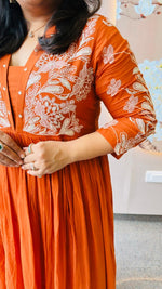 Pure Mul cotton lining embroidered Anarkali suit set