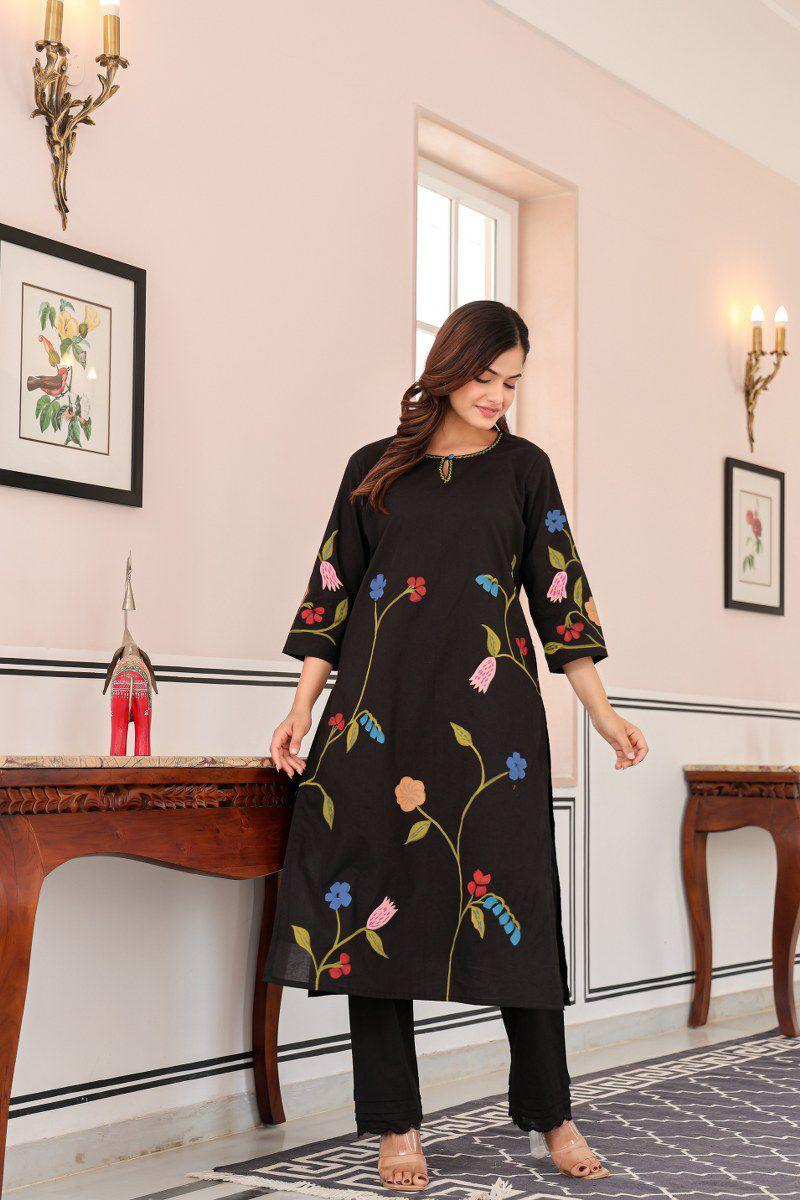 Smart pure cotton brush painted kurta pant