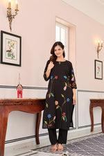 Smart pure cotton brush painted kurta pant