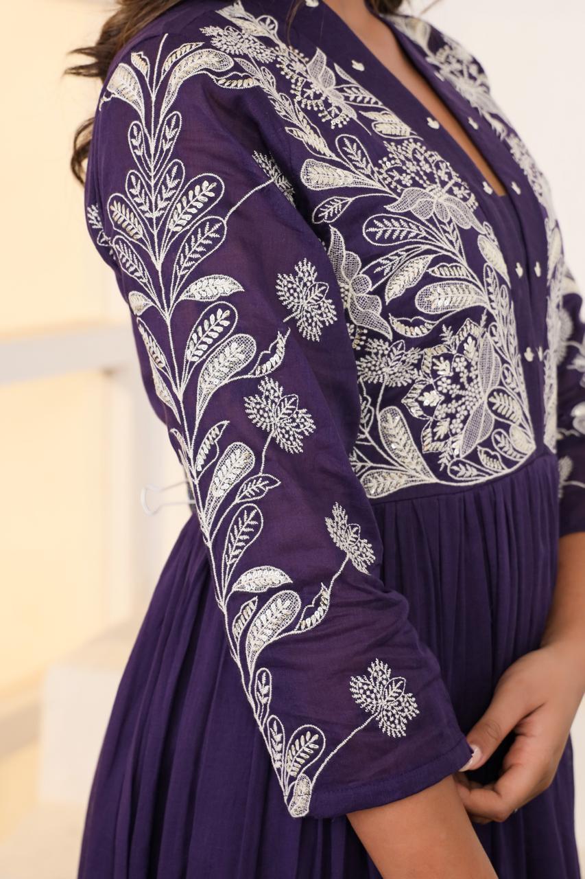 Restocked super hit Pure Mul cotton lining embroidered Anarkali suit set