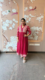 Restocked super hit Pure Mul cotton lining embroidered Anarkali suit set in pink