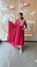 Restocked super hit Pure Mul cotton lining embroidered Anarkali suit set in pink