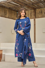 Pretty cotton fully embroidered in blue