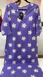 Purple floral cotton kurta