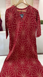 Red Bhandani cotton kurta