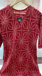 Red Bhandani cotton kurta