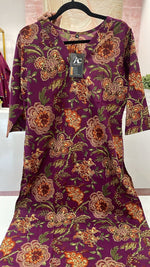 Purple floral cotton kurta