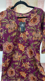 Purple floral cotton kurta