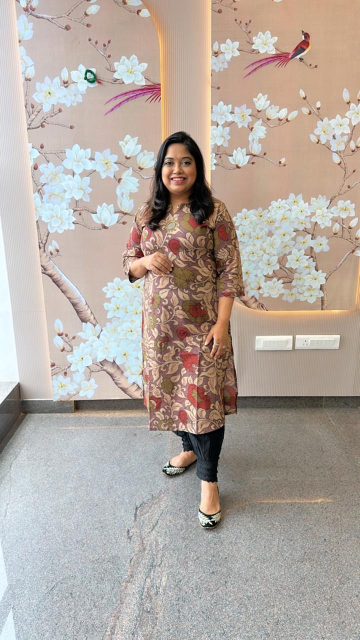 Gorgeous real mirror pure cotton Kalamkari kurta