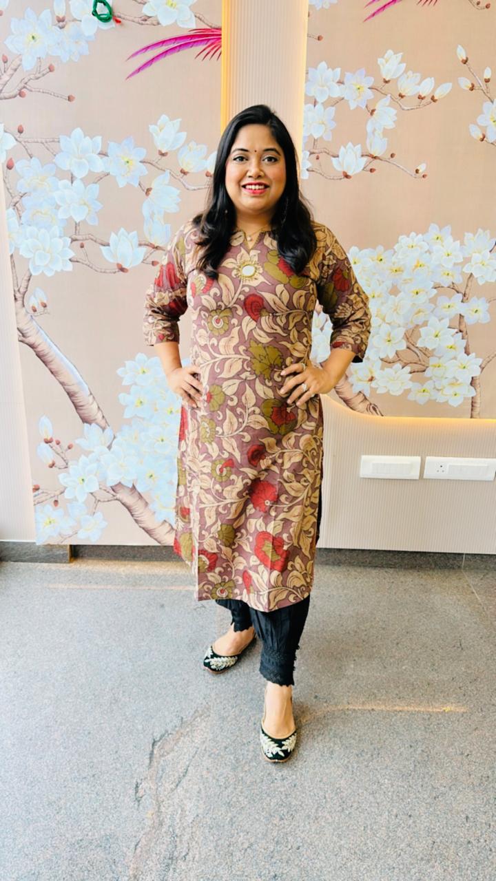 Gorgeous real mirror pure cotton Kalamkari kurta