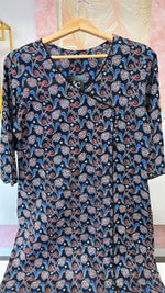 Blue black Angrakha cotton kurta