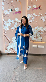 Smart n designer pure appliqué work Mul Chanderi suit set