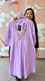 Purple mirror Mul cotton embroidered lining full suit set