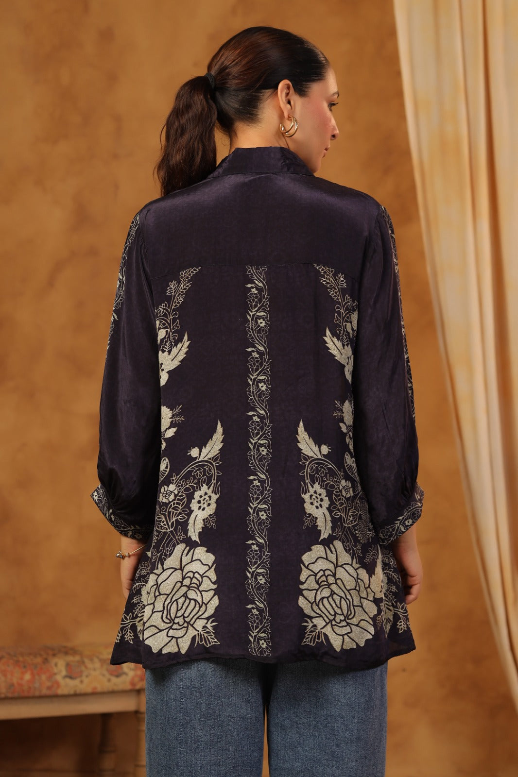 Pure crepe blue shirt