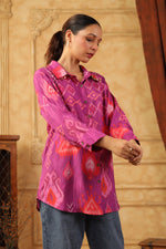 Pure crepe pink Ikkat shirt