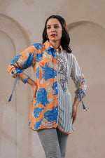 Designer crepe blue shirt