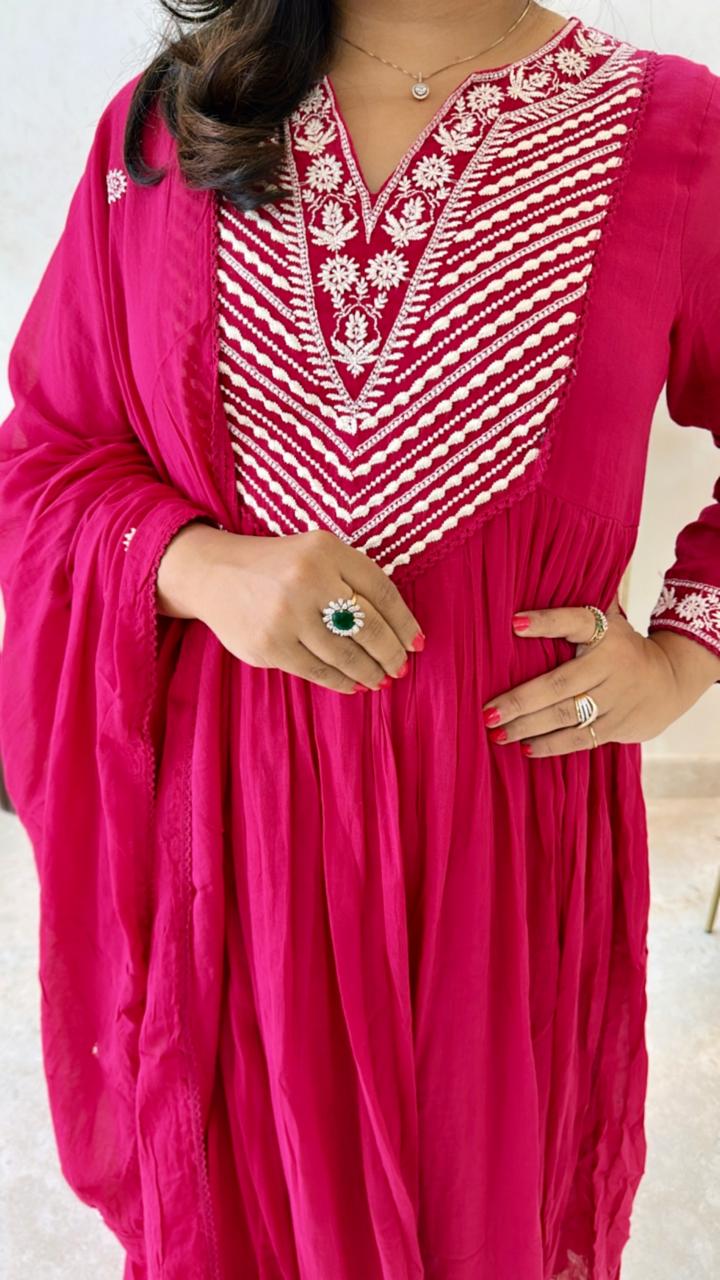 Pure Mul cotton Anarkali lining suit set